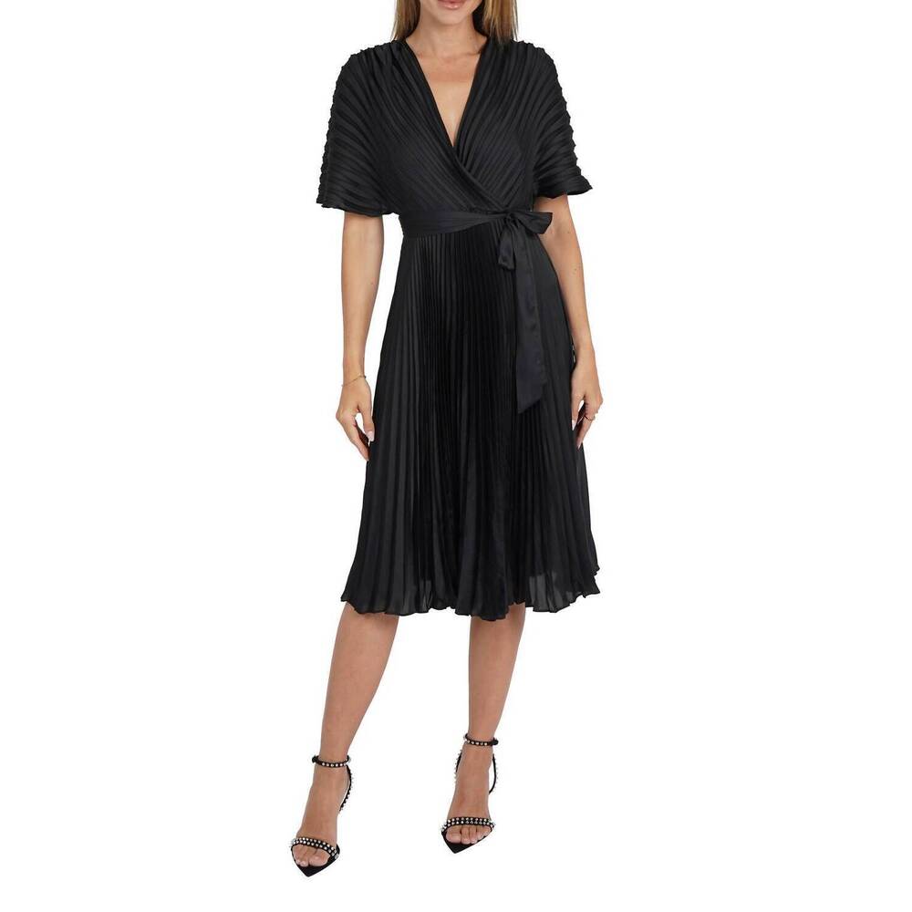 NEW LOVE TOKEN diane pleated dress in black